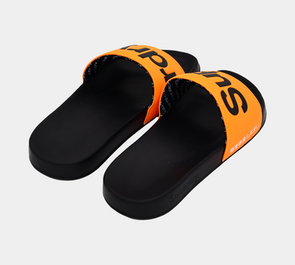 Superdry Claquettes de piscine classiques MF3108STX2T Noir/Orange dangereux/Optique S-XL