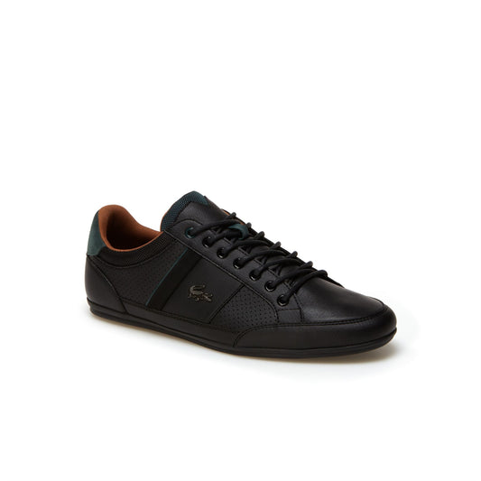 LACOSTE CHAYMON LEATHER TRAINERS BLACK/TAN