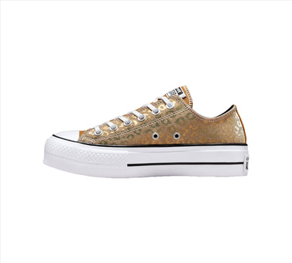 Converse Authentic Glam Platform Chuck Taylor All Star 572044C Schuhe Gold UK 3-8