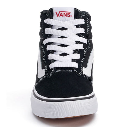 Vans Milton Hi (Suede Canvas) Black/White Kids V180C4R UK 12K-1K