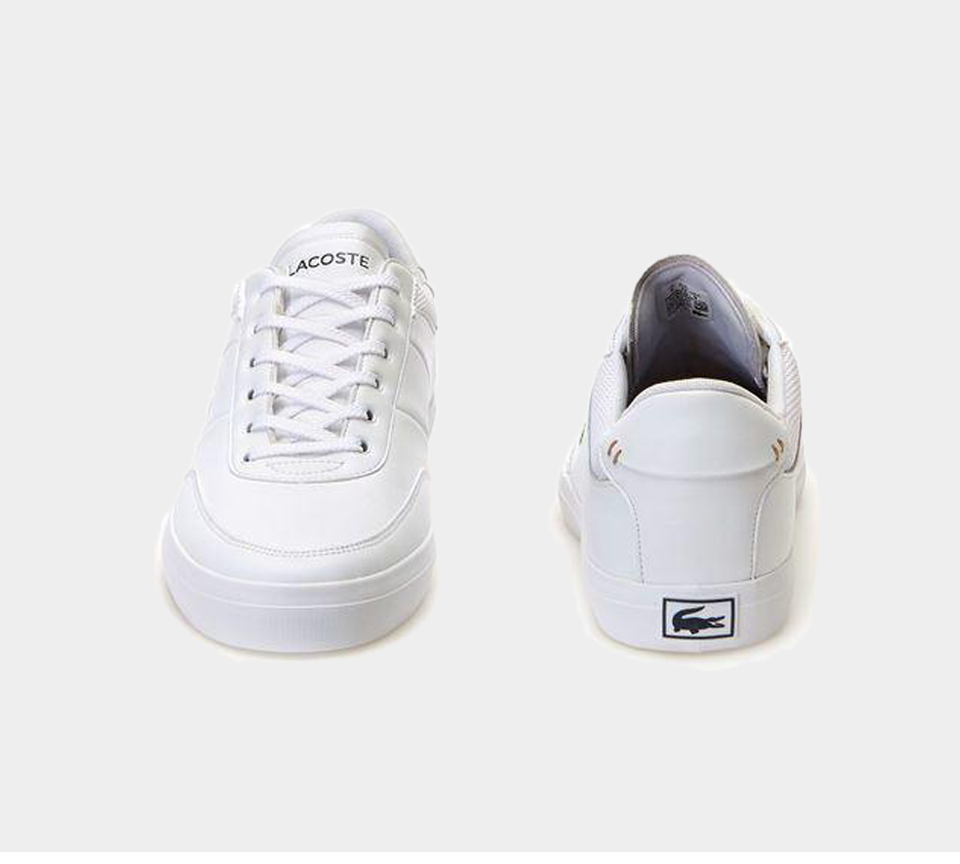 LACOSTE COURT-MASTER 118 2 CAM WHT/NVY LEATHER TRAINERS