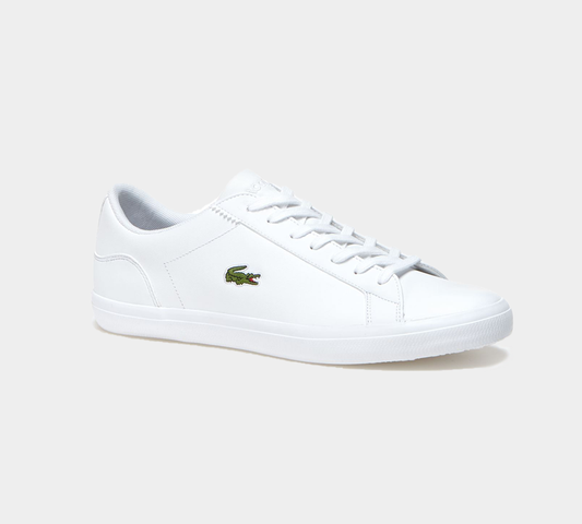 LACOSTE LEROND MONOCHROME LEATHER TRAINERS WHITE