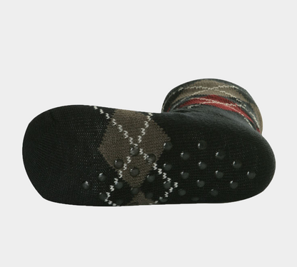 1 Paar M10785 HERREN 4,7 TOG THERMAL FLEECE SHERPA LINING SLIPPER GRIPPER SOCKS – Argyle Navy 