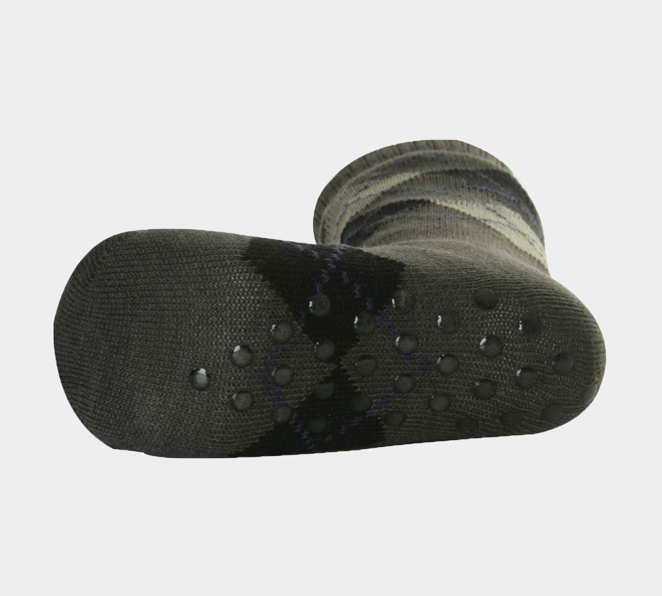 1 Paar M10785 HERREN 4,7 TOG THERMALFLEECE SHERPA-FUTTER SLIPPER GRIPPER SOCKEN – Argyle-Grau 