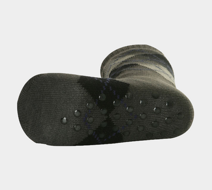 1 Paar M10785 HERREN 4,7 TOG THERMALFLEECE SHERPA-FUTTER SLIPPER GRIPPER SOCKEN – Argyle-Grau 
