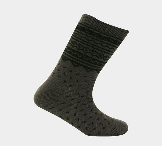 1 Pair M10785 MENS 4.7 TOG THERMAL FLEECE SHERPA LINING SLIPPER GRIPPER SOCKS - Charcoal