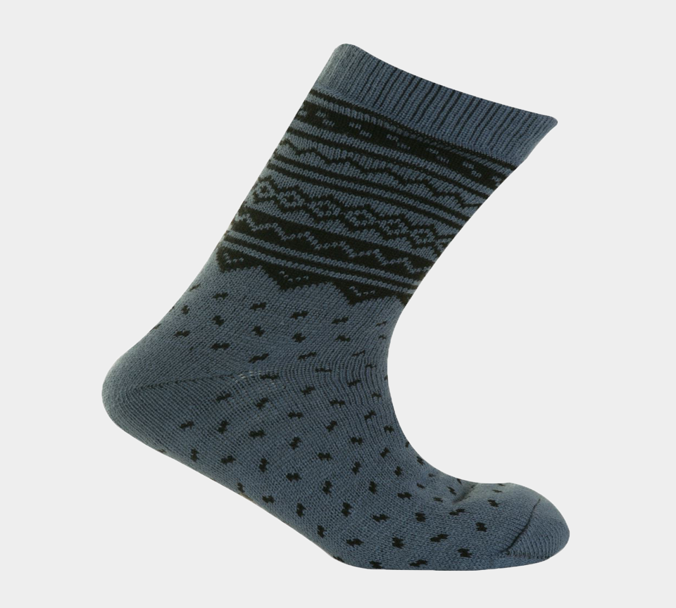 1 Paar M10785 HERREN 4,7 TOG THERMALFLEECE SHERPA-FUTTER SLIPPER GRIPPER SOCKEN – Blau 