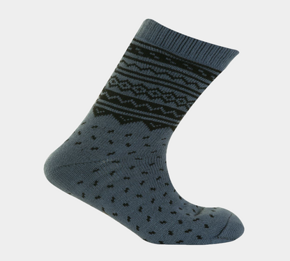 1 Paar M10785 HERREN 4,7 TOG THERMALFLEECE SHERPA-FUTTER SLIPPER GRIPPER SOCKEN – Blau 