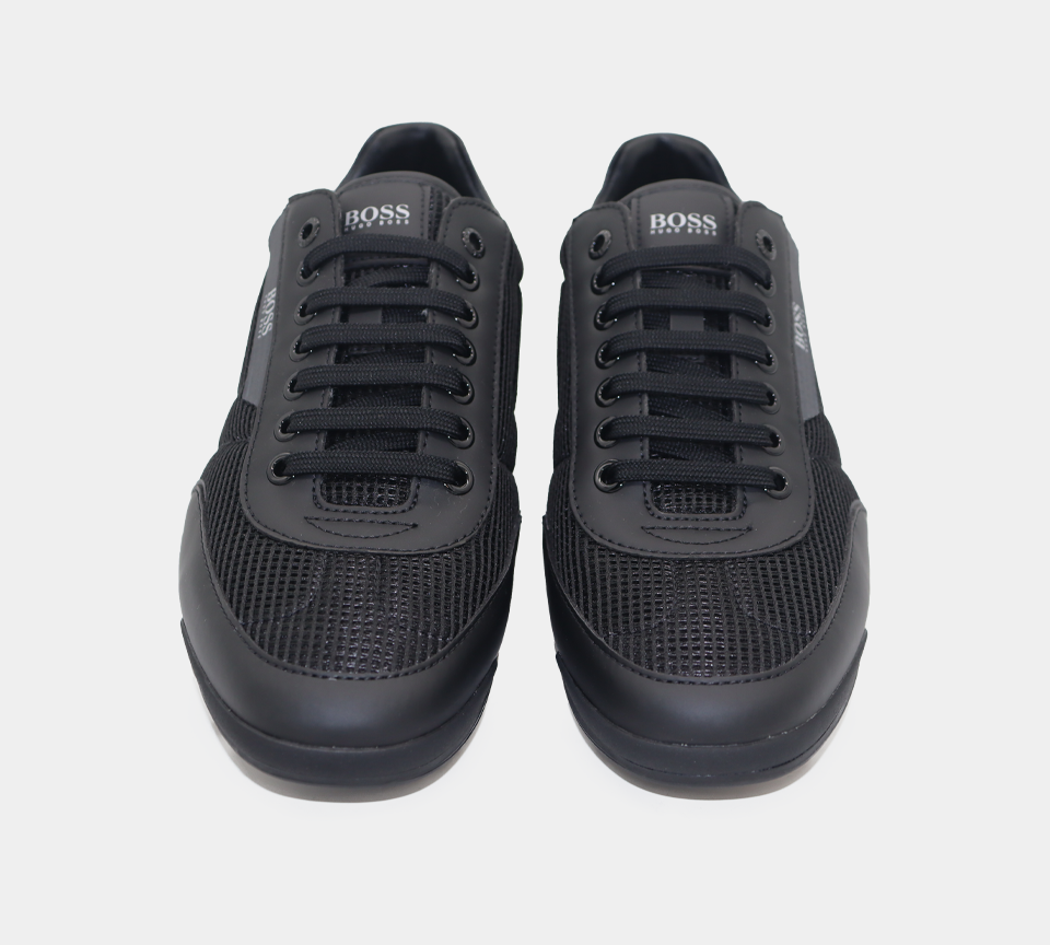 Hugo Boss Low-Top-Turnschuhe Saturn aus Mesh mit gummierten Besätzen 50455313 001 Schwarz UK 6 -11
