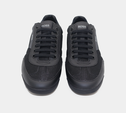 Hugo Boss Low-Top-Turnschuhe Saturn aus Mesh mit gummierten Besätzen 50455313 001 Schwarz UK 6 -11