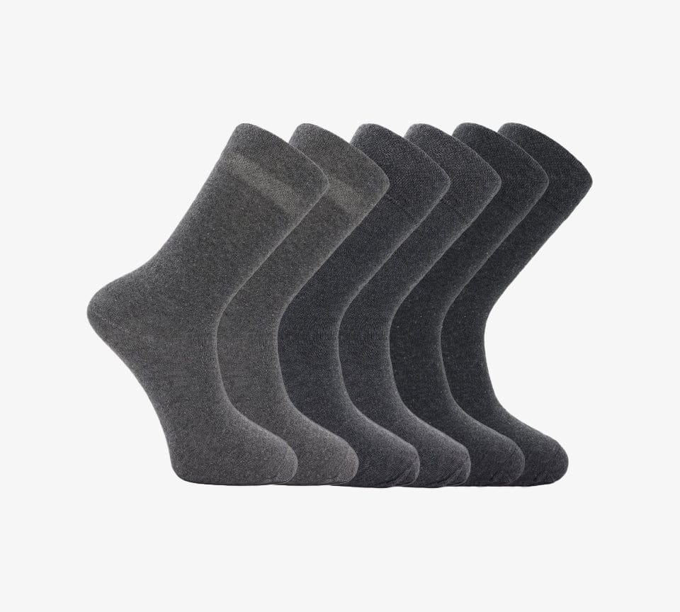 Chaussettes non élastiques pour hommes, 6 et 12 paires, pour diabétiques, M10524, noir/gris/blanc, UK 6-11
