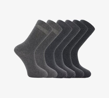 Chaussettes non élastiques pour hommes, 6 et 12 paires, pour diabétiques, M10524, noir/gris/blanc, UK 6-11