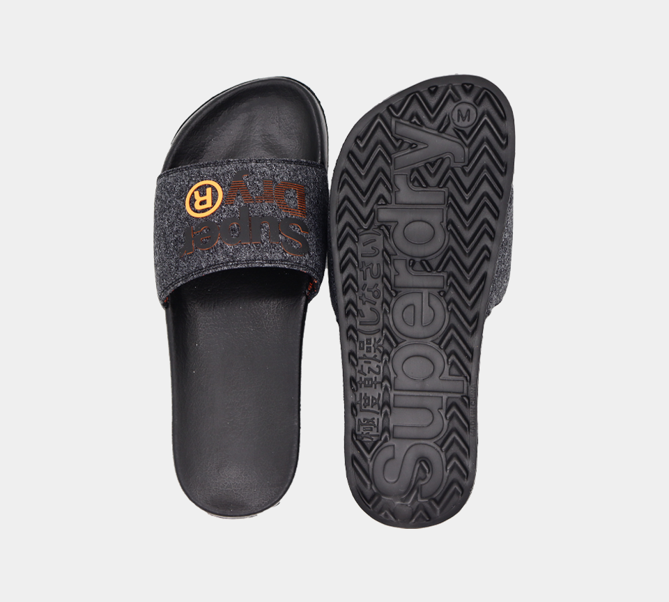 Superdry Lineman Pool Slides MF3103STW2J Noir/Orange S-XL