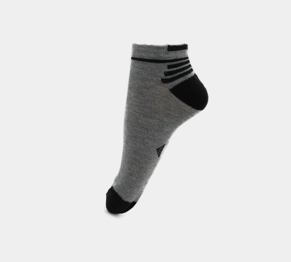 Cotton Rich Performance Design Trainer Liner Ankle Socks Black/White/Grey UK 6-11