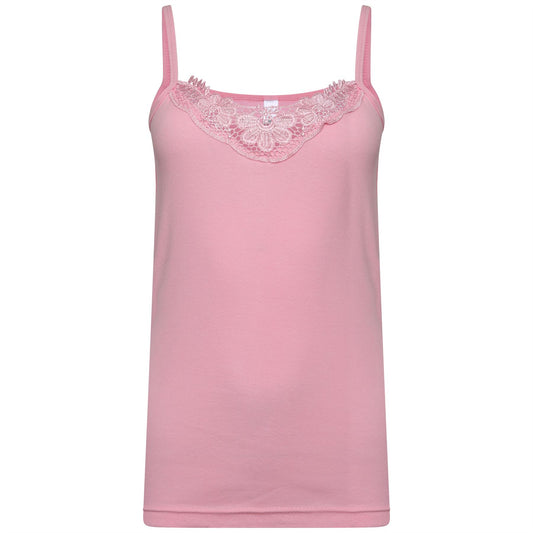 Women LACE VEST PINK