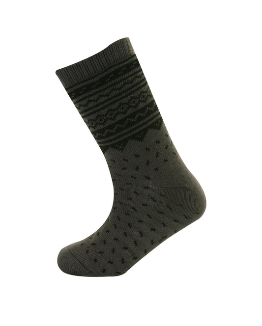 MENS 4.7 TOG THERMAL FLEECE SHERPA LINING SLIPPER GRIPPER SOCKS Charcoal