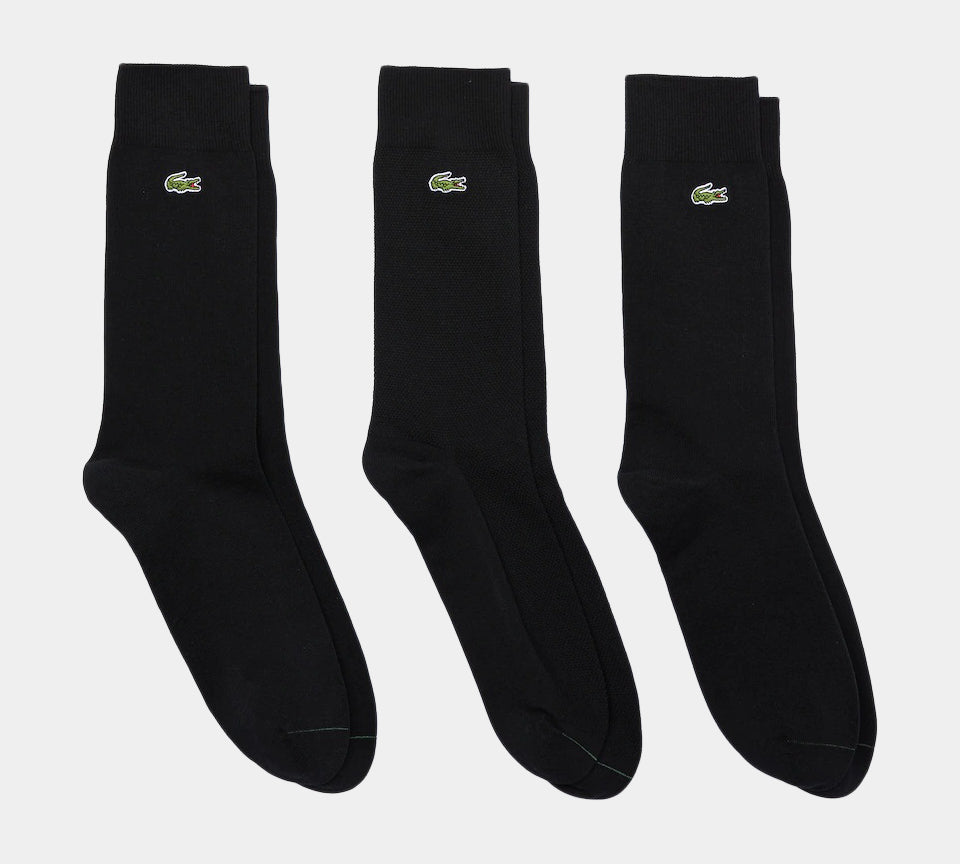 Lot de 3 paires de chaussettes Lacoste RA4744 00 964 en coton mélangé Noir/Vert