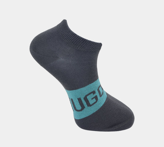 Hugo Boss Two-Pack 50428744 035 Cotton Blend Ankle Socks Grey/Turquoise UK 5.5-11