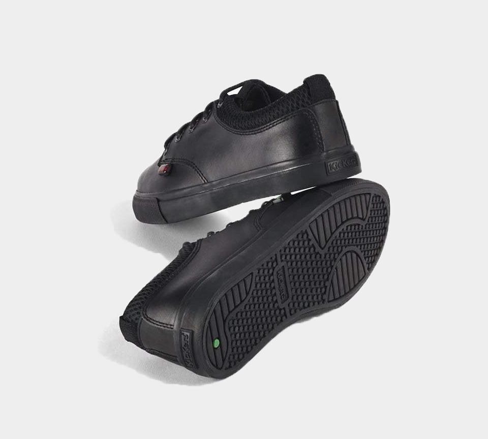 Kickers Tovni Sneak LTHR YM 113405 Trainers Black Teen UK 4
