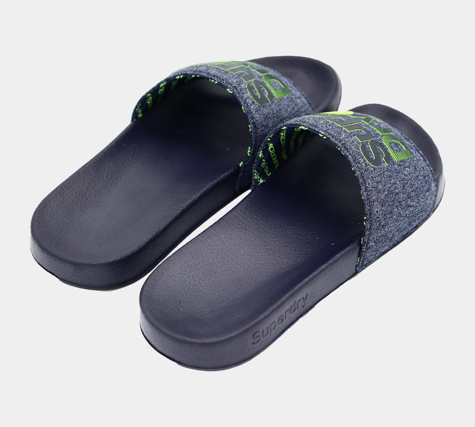 Superdry Lineman Pool Slides MF3103STW2K Marine/Fluro Lime S-XL