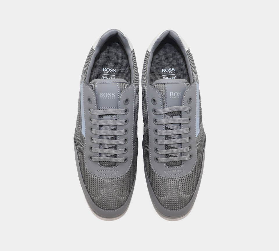 Hugo Boss Low-Top-Turnschuhe Saturn aus Mesh mit gummierten Besätzen 50455313030 Grau UK 6 -11