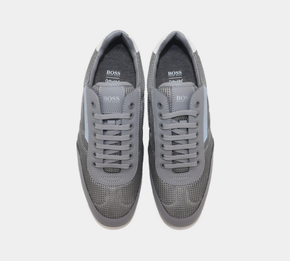 Hugo Boss Low-Top-Turnschuhe Saturn aus Mesh mit gummierten Besätzen 50455313030 Grau UK 6 -11