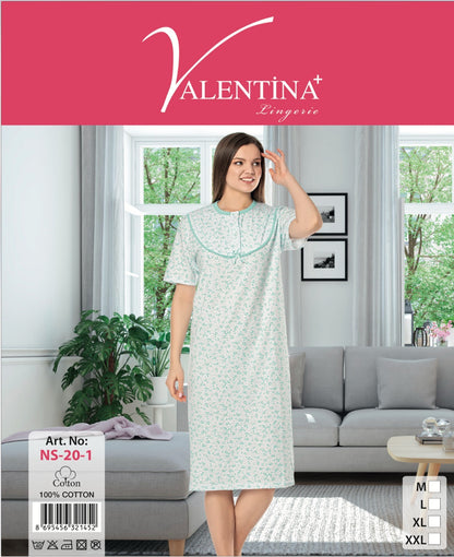 100% cotton Ladies Chemise Night Shirt Women Nightdress Nighties Suit NS-20-1