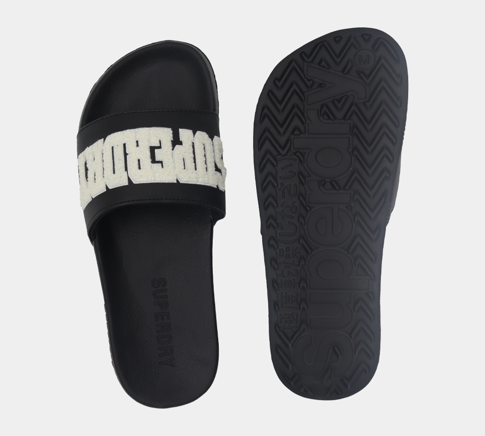 Superdry Build Logo Pool MF310134A 02A Slides Schwarz S-XL