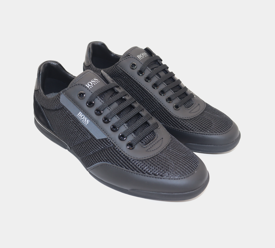 Hugo Boss Low-Top-Turnschuhe Saturn aus Mesh mit gummierten Besätzen 50455313 001 Schwarz UK 6 -11