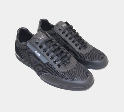 Hugo Boss Low-Top-Turnschuhe Saturn aus Mesh mit gummierten Besätzen 50455313 001 Schwarz UK 6 -11