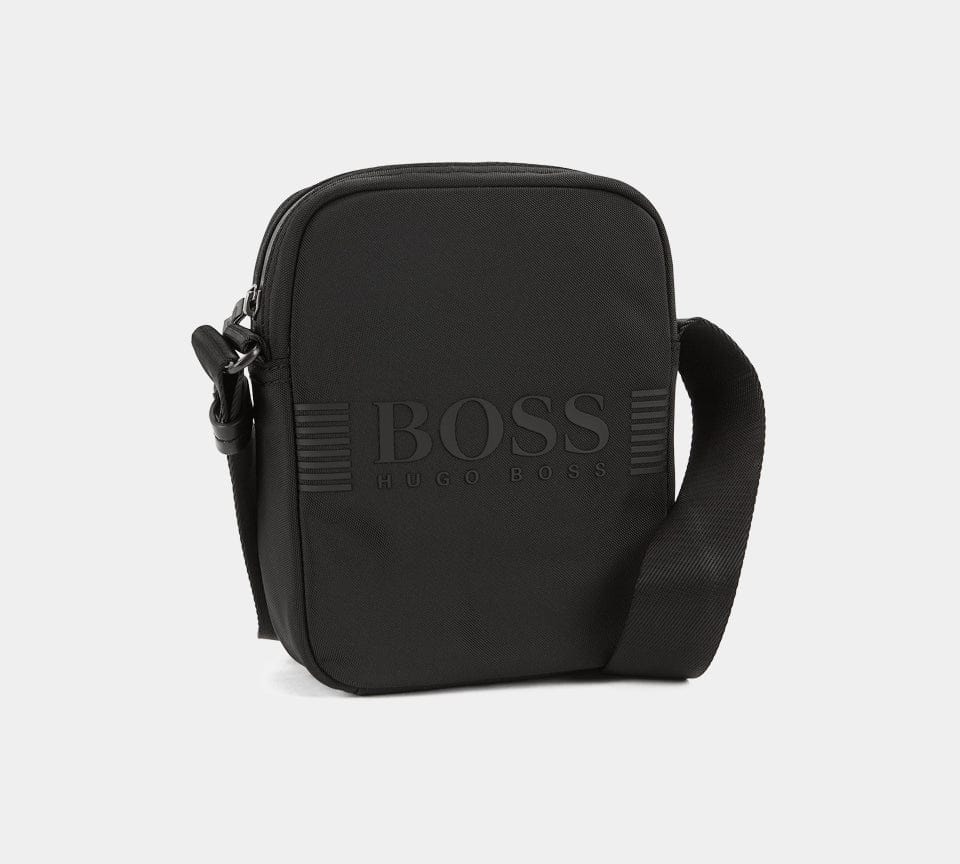 Hugo Boss Reporter-Tasche aus strukturiertem Nylon mit aufgedrucktem Logo