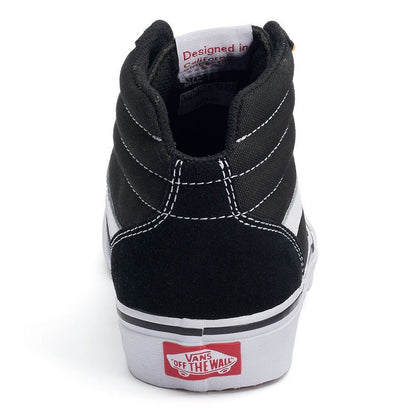 Vans Milton Hi (Suede Canvas) Black/White Kids V180C4R UK 12K-1K