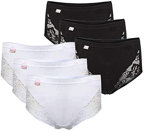 6 Pack Valentina Women's Lace Briefs 3 PK White 3 PK Black