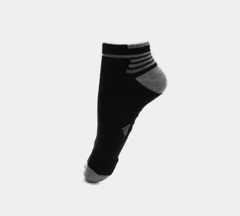 Cotton Rich Performance Design Trainer Liner Ankle Socks Black/White/Grey UK 6-11