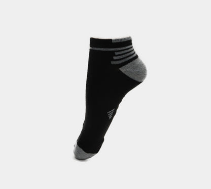 Cotton Rich Performance Design Trainer Liner Ankle Socks Black/White/Grey UK 6-11