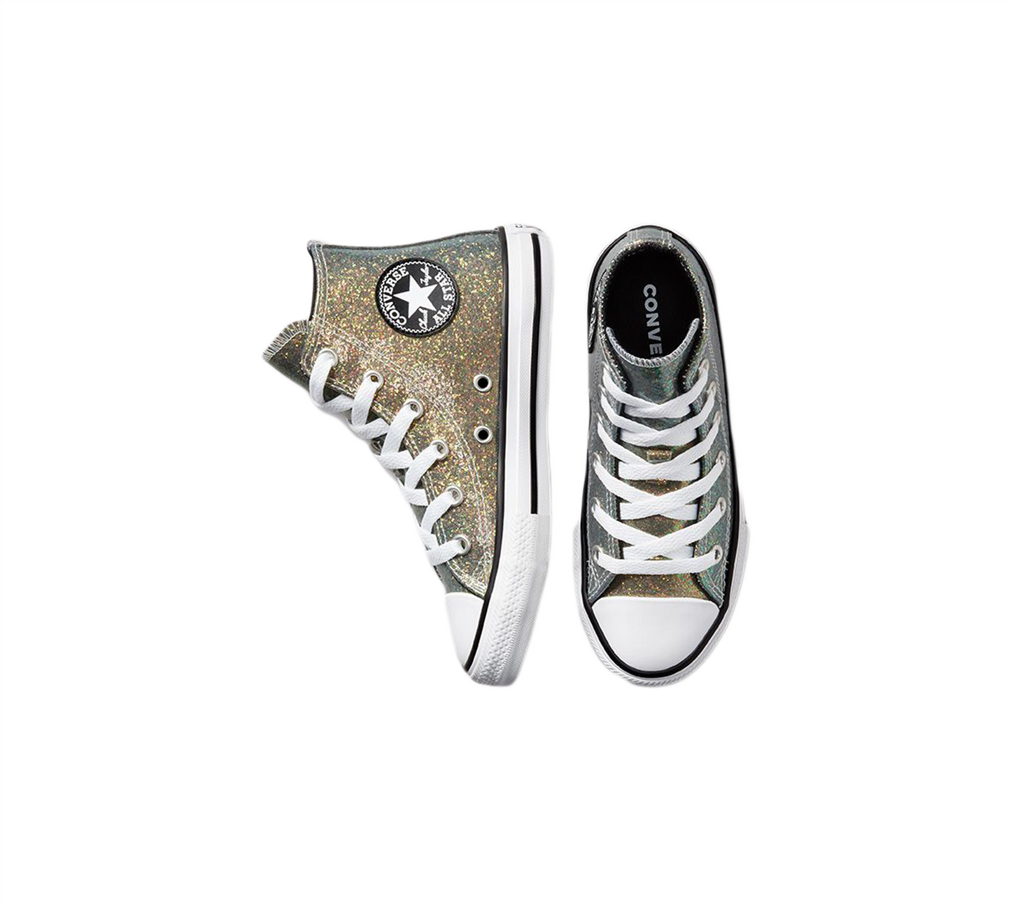 Converse Damen Junior Winter Glitter Chuck Taylor All Star 672097C Schuhe Gold UK 10-5,5