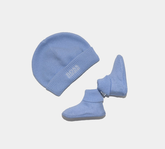 Hugo Boss Baby Knit Accessories Gift Set Beani Hat/Booties