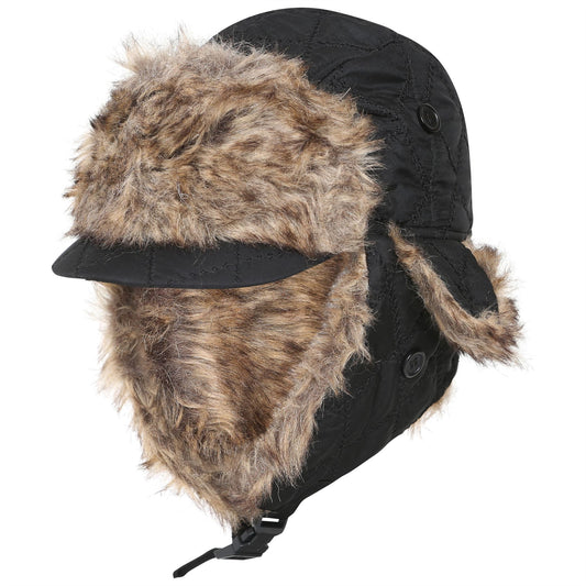 Quilted Peak Trapper Hat 20012 Black 58-60cm