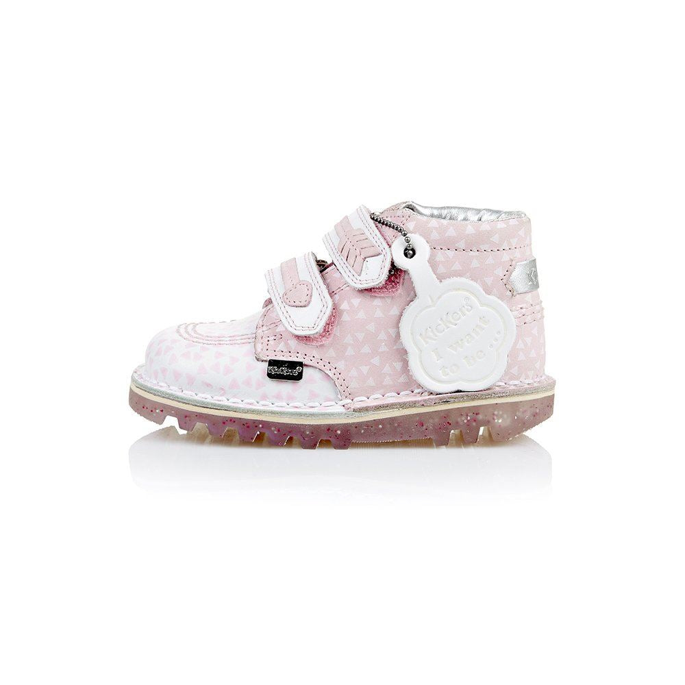 Kickers Arro LTHR INFANT 113267 ROSA/WEIßE LÄSSIGE SCHUHE FÜR MÄDCHEN 
